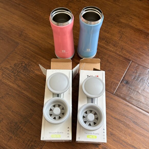 Timolino water bottles TWO blue and pink 12oz stainless steel BRAND NEW tumblers - Picture 3 of 5